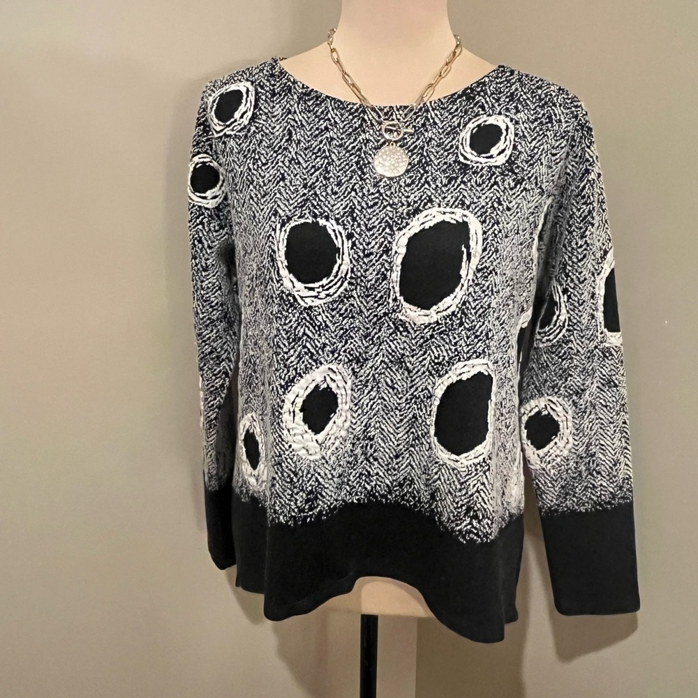 Funky SpiritHouse Black and White Women's Sweater, Medium